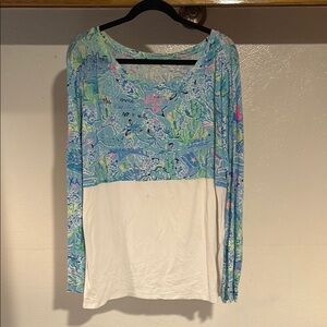 Lilly Pulitzer Blue and White Long Sleeve Top